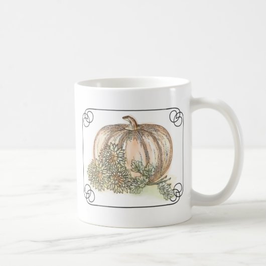 Pumpkins und Mums fallen floral Kaffeetasse (Rechts)