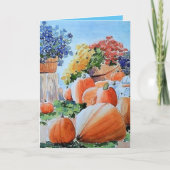 Pumpkins und Mums Grußkarte, Fall Art Karte (Vorderseite)