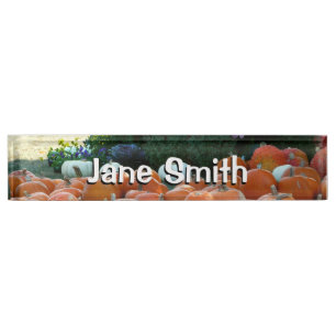 Pumpkins und Mums Herbsternte Fotografie Namensplakette