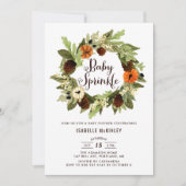 Pumpkins und Pinecones Wreath Fall Baby Sprinkle Einladung (Vorderseite)