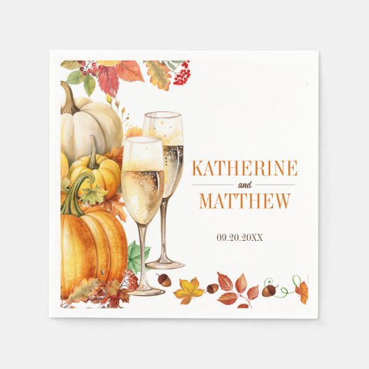 Pumpkins und Prosecco Bridal Polterabend Serviette (Vorderseite)