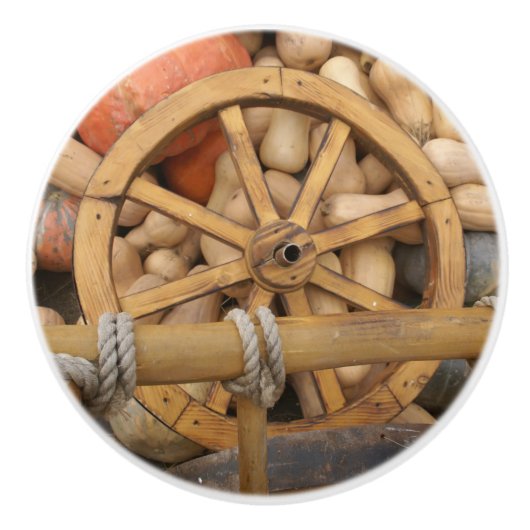 Pumpkins und Räder des ländlichen Holzkarren Keramikknauf (Vorderseite)