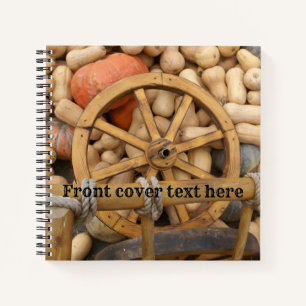 Pumpkins und Räder des ländlichen Holzkarren Notizblock