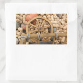 Pumpkins und Räder des ländlichen Holzkarren Rechteckiger Aufkleber (Tasche)