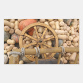 Pumpkins und Räder des ländlichen Holzkarren Rechteckiger Aufkleber (Vorderseite)