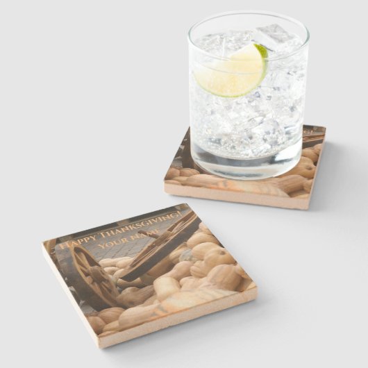 Pumpkins und Räder Steinuntersetzer (Seitenansicht)