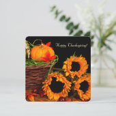 Pumpkins und Sonnenblumen Erntedank Dinner Einladung (Stehend Vorderseite)