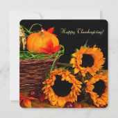 Pumpkins und Sonnenblumen Erntedank Dinner Einladung (Vorderseite)