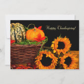 Pumpkins und Sonnenblumen Erntedank Dinner Einladung (Vorderseite)