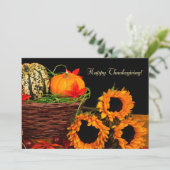 Pumpkins und Sonnenblumen Erntedank Dinner Einladung (Stehend Vorderseite)