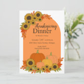 Pumpkins und Sonnenblumen Fall Foliage Erntedank Einladung (Stehend Vorderseite)