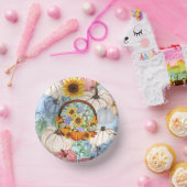 Pumpkins und Sonnenblumen für den Fall Pappteller (Party)