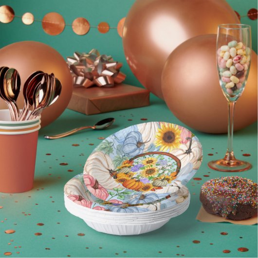 Pumpkins und Sonnenblumen für den Fall Pappteller (Multi)