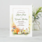 Pumpkins und Sonnenblumen Herbstessen Probe Einladung (Stehend Vorderseite)