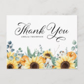 Pumpkins und Sonnenblumen Kinderdusche Danke Postkarte (Vorderseite)