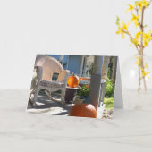 Pumpkins und Wicker Rocker - Martha's Vineyard Karte (Gelbe Blume)