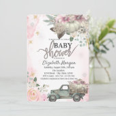 Pumpkins Vintage LKW-Blume Kinderdusche Einladung (Stehend Vorderseite)