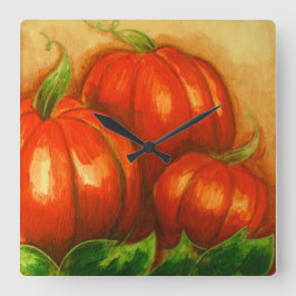 PUMPKINS WALL CLOCK QUADRATISCHE WANDUHR