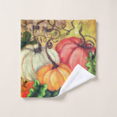 Pumpkins - Wasserfarben Kunst Badhandtuch Set (Waschlappen)