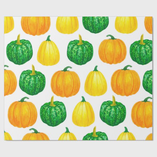 Pumpkins Wasserfarbmuster Geschenkpapier (Flach)
