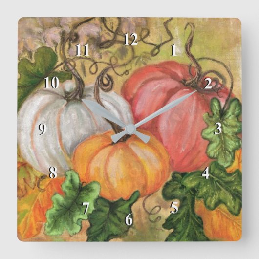 Pumpkins - Watercolor Art Quadratische Wanduhr (Vorderseite)