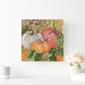 Pumpkins - Watercolor Art Quadratische Wanduhr (Zuhause)
