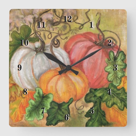 Pumpkins - Watercolor Art Quadratische Wanduhr (Vorderseite)