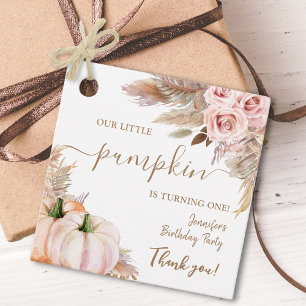 Pumpkins Watercolor Boho Girls Fall 1. Geburtstag Geschenkanhänger