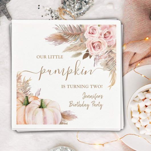 Pumpkins Watercolor Boho Girls Herbst 2. Geburtsta Serviette