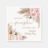 Pumpkins Watercolor Boho Girls Herbst 2. Geburtsta Serviette (Vorderseite)