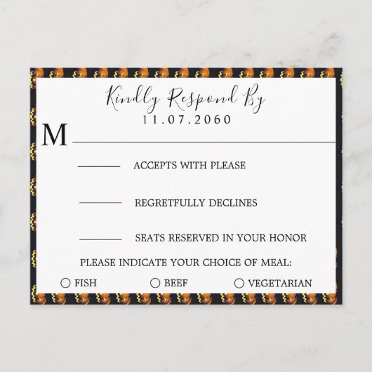 Pumpkins Wedding RSVP Card Einladungspostkarte (Vorderseite)