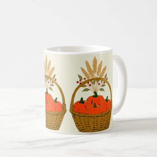 ☕ **Pumpkins & Wheat Basket Mug Kaffeetasse (VorderseiteRechts)