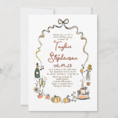 Pumpkins Whimsical Funky Hand Drawing Fall Geburts Einladung (Vorderseite)