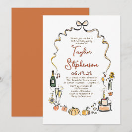 Pumpkins Whimsical Funky Hand Drawing Fall Geburts Einladung