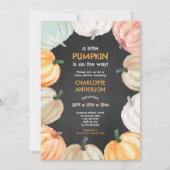 Pumpkranz-neutrale Geschlechterniederschlag Babydu Einladung (Vorderseite)