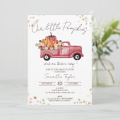 Pumpkutsche, Herbstdusche, Babys, Twins Einladung (Stehend Vorderseite)