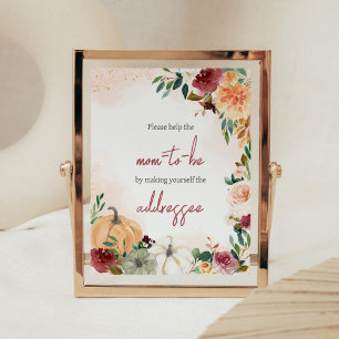 Pumpstation Burgund Fall Floral Pumpkin Envelope Poster