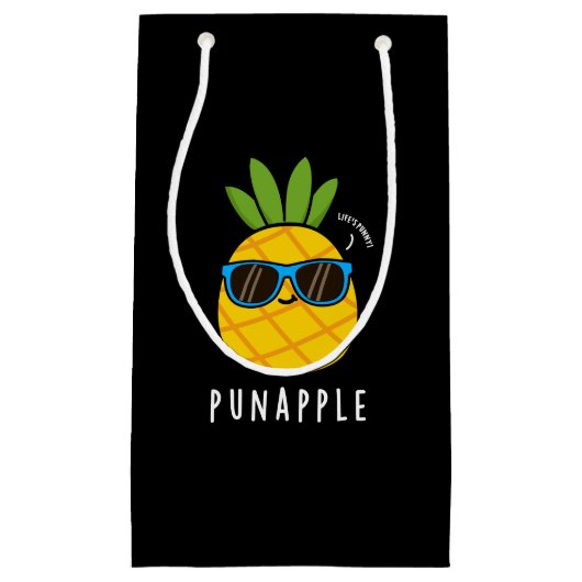 Pun-Apfel Funny Fruit Ananas Pun Dark BG Kleine Geschenktüte (Vorderseite)
