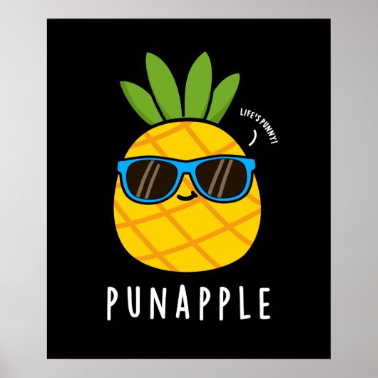 Pun-Apfel Funny Fruit Ananas Pun Dark BG Poster (Vorne)