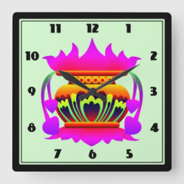 Pun Kalasa Sri Lanka traditioneller Topf des Wohls Quadratische Wanduhr