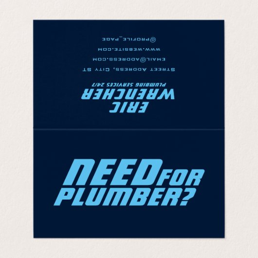 Pun-Tagline-Klempner Visitenkarten (Außenseite Aufgefaltet)