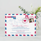 Puna Cana DR Airmail Post Wedding Reception Einladung (Stehend Vorderseite)