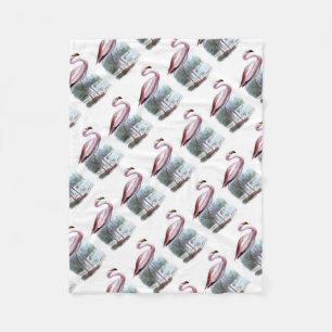 Puna Flamingo Vintag Illustration Fleecedecke