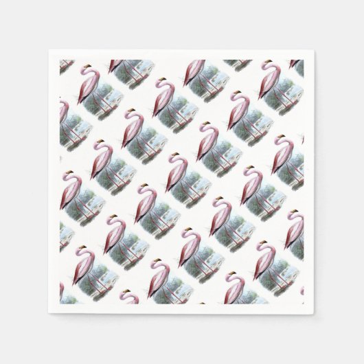 Puna Flamingo Vintag Illustration Serviette (Vorderseite)