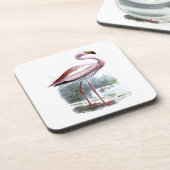 Puna Flamingo Vintag Illustration Untersetzer (Linke Seite)