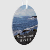 Punalu'u Beach Hawaii 2 Foto + Reisjahr Ornament (Vorderseite)