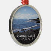 Punalu'u Black Sand Beach Hawaii Digital Oil Paint Silbernes Ornament (Rechts)