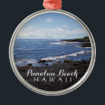 Punalu'u Black Sand Beach Hawaii Digital Oil Paint Silbernes Ornament<br><div class="desc">Genießen Sie dieses herrliche Foto der wunderschönen schwarzen Sandstrände des Punalu'u Beach auf der großen Insel Hawaii! Foto © by HawaiiSands</div>