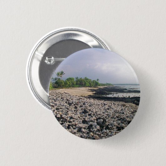 Punaluu Black Sand Beach Hawaii Große Insel Button (Vorne & Hinten)