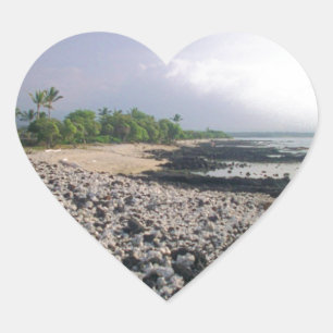Punaluu Black Sand Beach Hawaii Große Insel Herz-Aufkleber